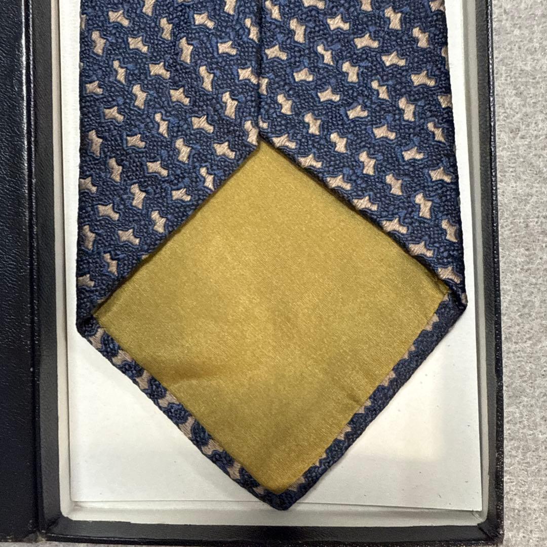 シャルべ　ネクタイ　紺　シルク・キャメル