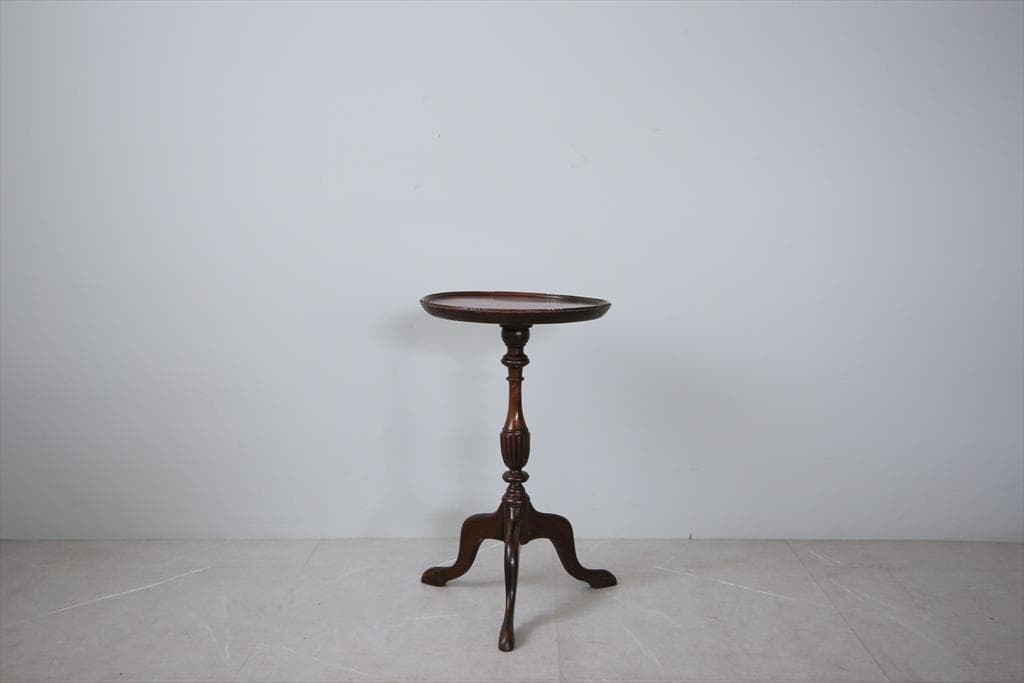 英国アンティーク木製ワインテーブル/サイドテーブル/丸机/飾り棚(91-128)