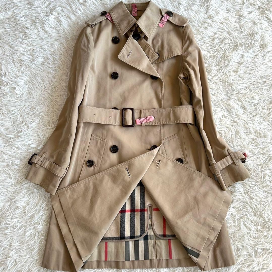 【美品】バーバリーロンドン　トレンチコート　メガチェック　ハニーベージュ　34