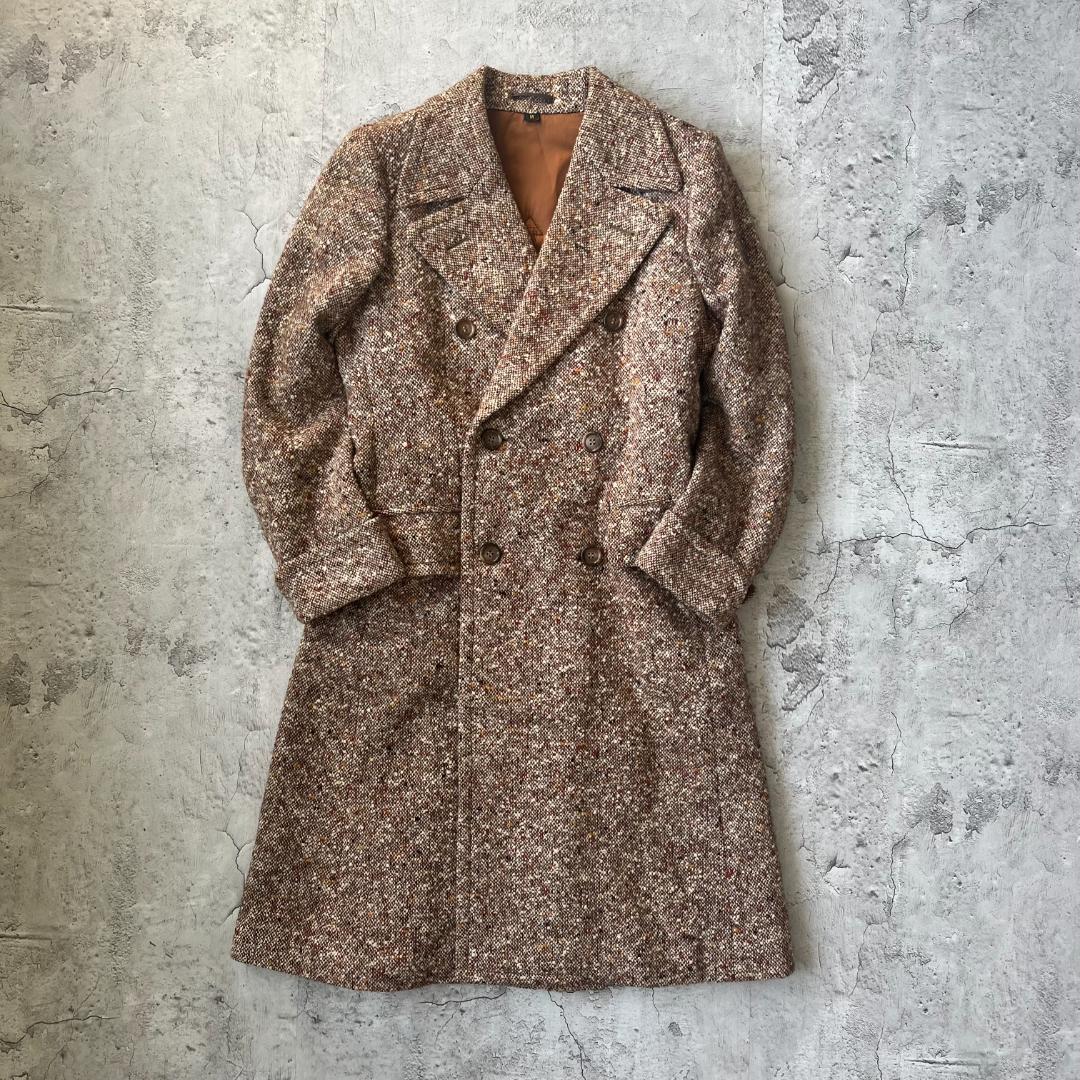 激レア 70s ヴィンテージ イヴサンローラン ネップツイード ダブルコート M