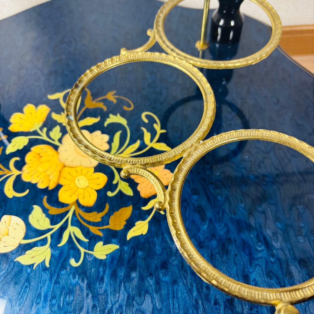 イタリア製 象嵌細工 サービスワゴン キッチンワゴン ワインテーブル ブルー