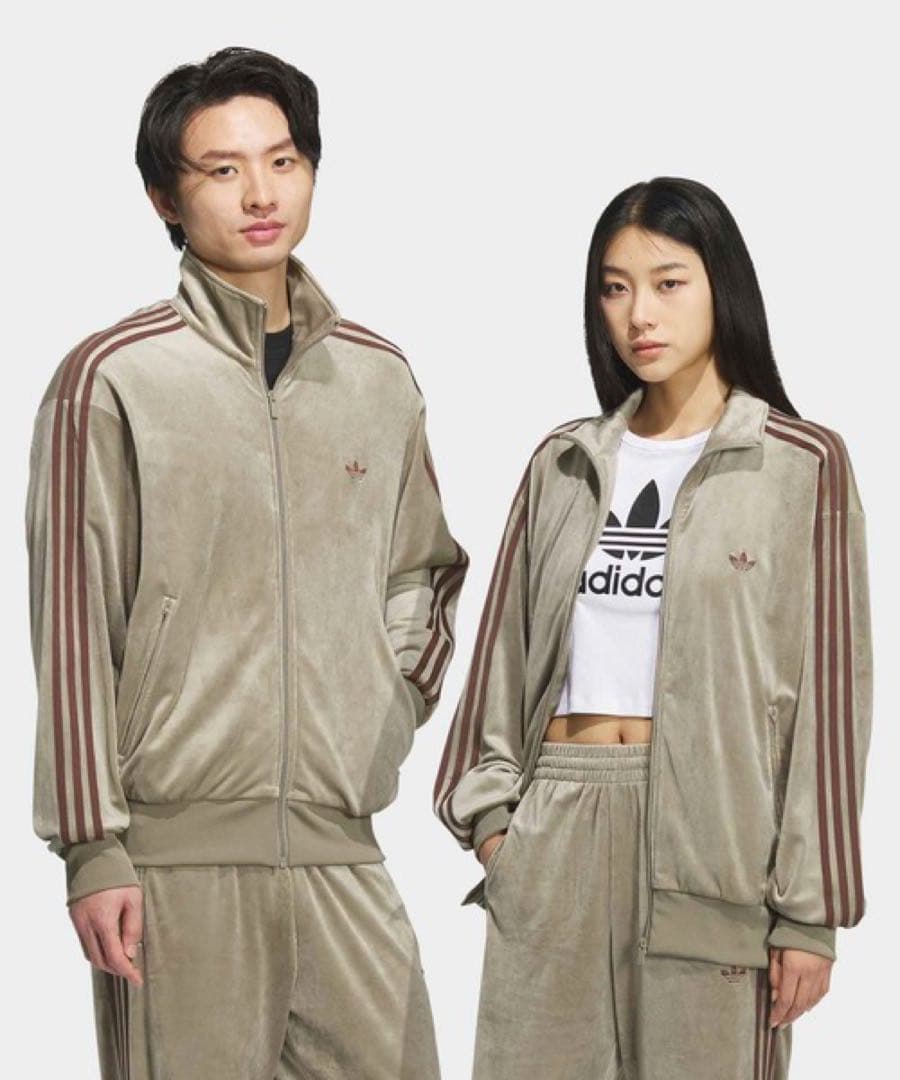 adidas ファイヤーバード　トラックジャケット　ベロア　ベージュ