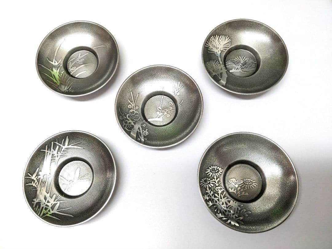 錫半　上錫　茶托 5客