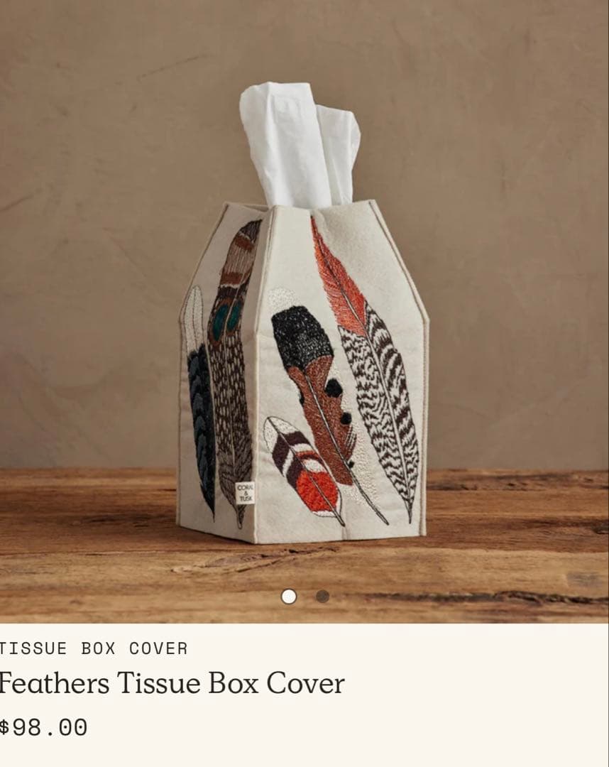 Coral & Tusk ティッシュボックス ケースfeathers 羽
