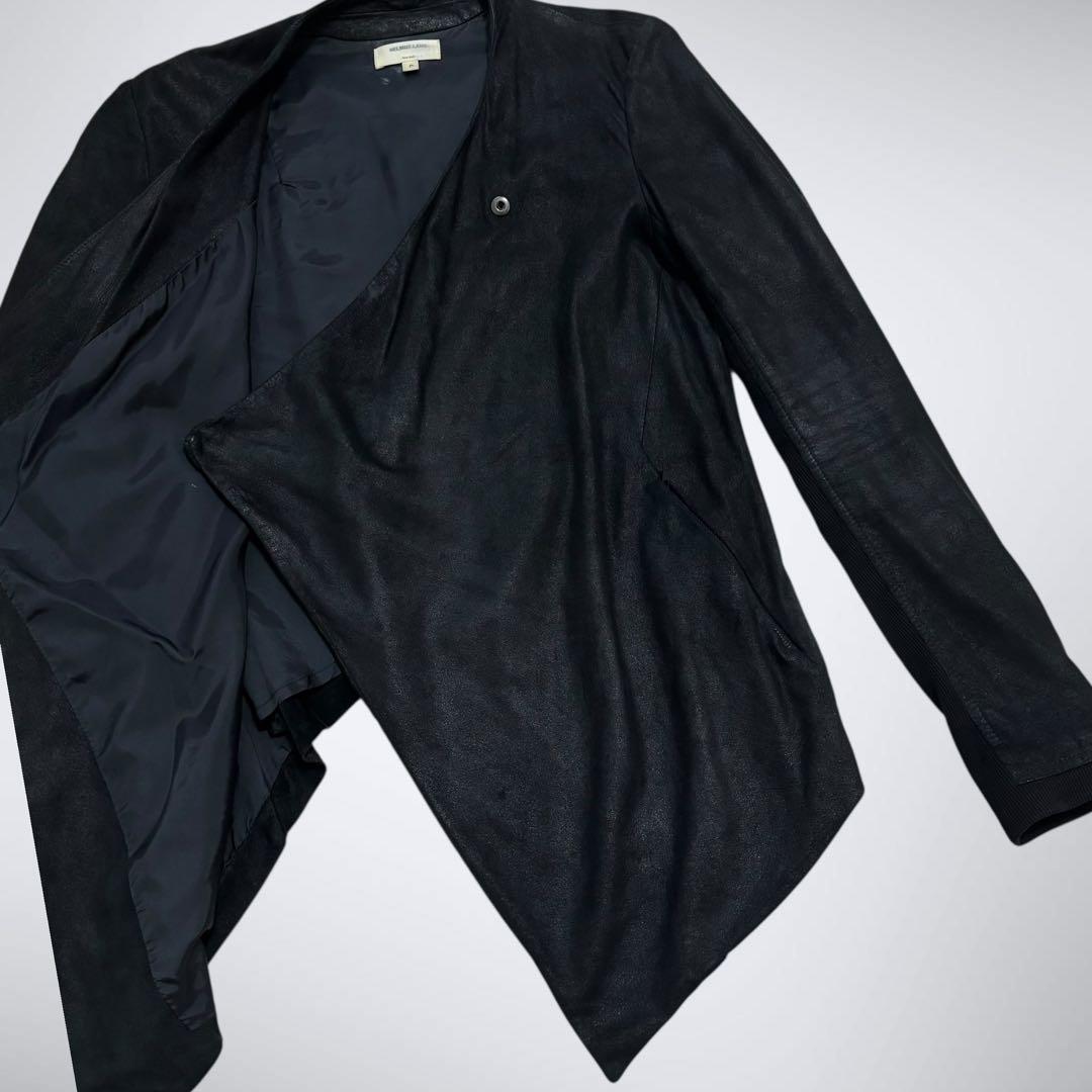 美品 ヘルムートラング ペーパーレザー 変形ライダース ジャケット 黒 Pサイズ