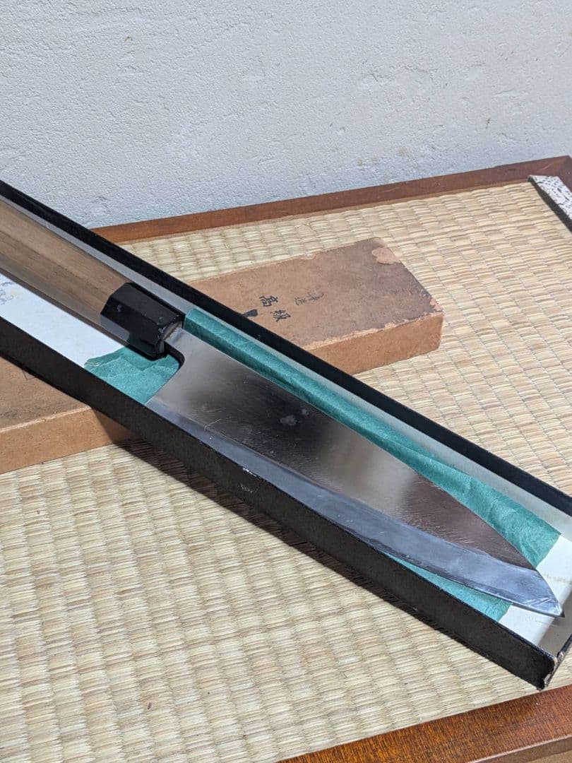 高級 本霞 出刃包丁 全長37cm 刃渡31cm 研ぎ直し済 刺身包丁