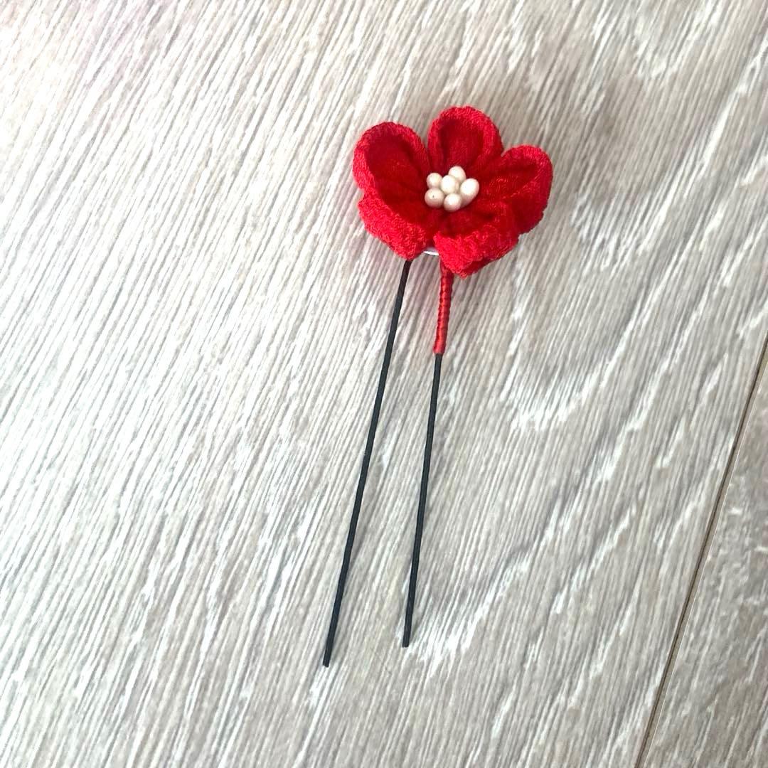 七五三 勝山かんざし　かのこ　ちんころ　日本髪　髪飾りセット 赤 オレンジ