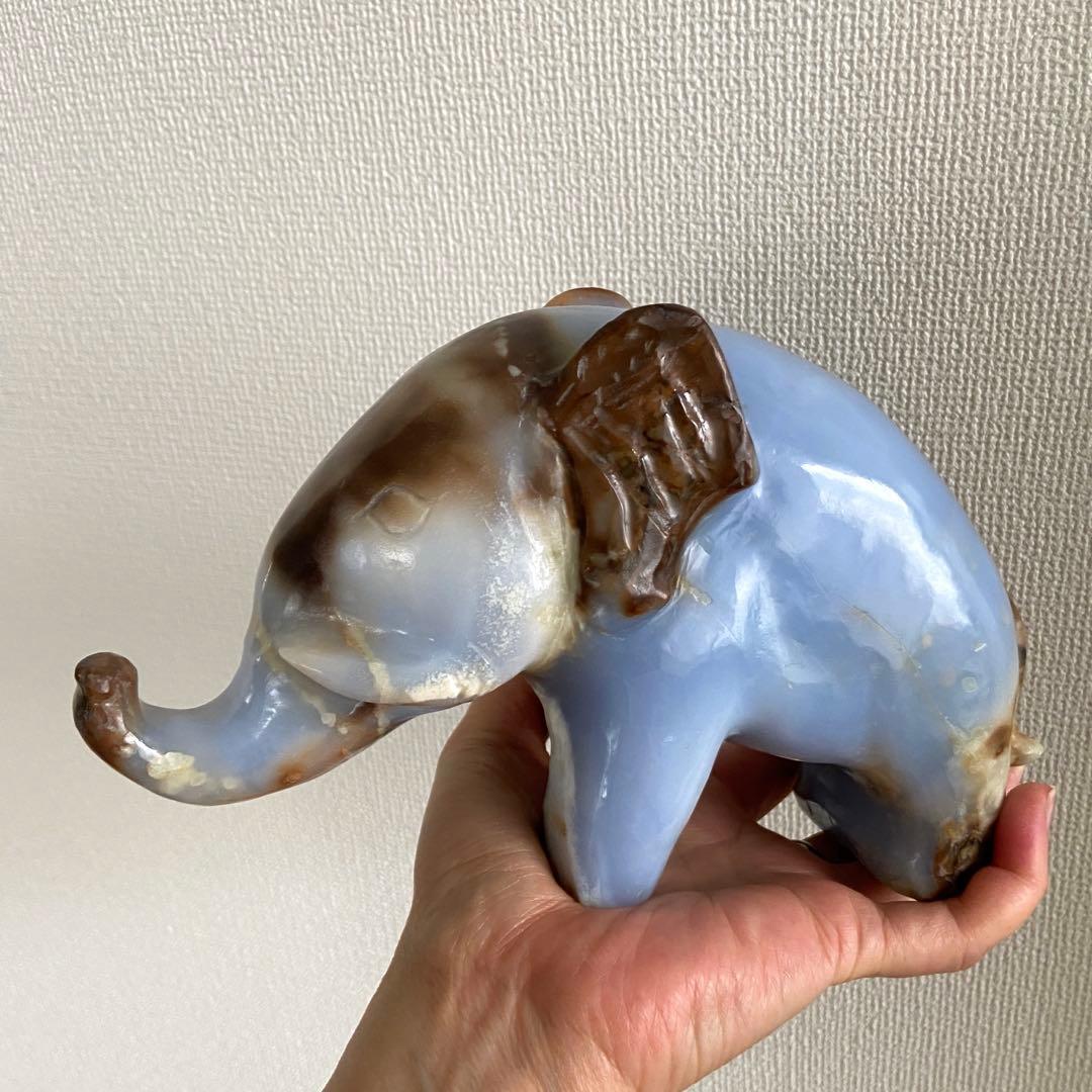 ブルーアゲート　象　ガネーシャ