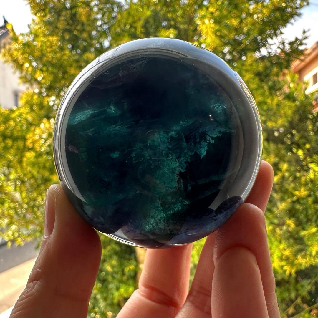 人*析様 ブルーフローライト　スフィア　5.6㎝　289g マリンブルー　フロー