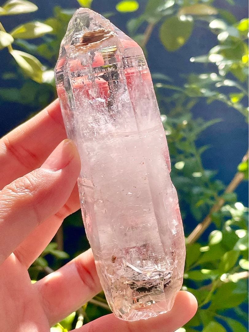 BIG 超透明　薄いピンク　エレスチャルクォーツ　骸骨水晶　高波動 原石　水晶