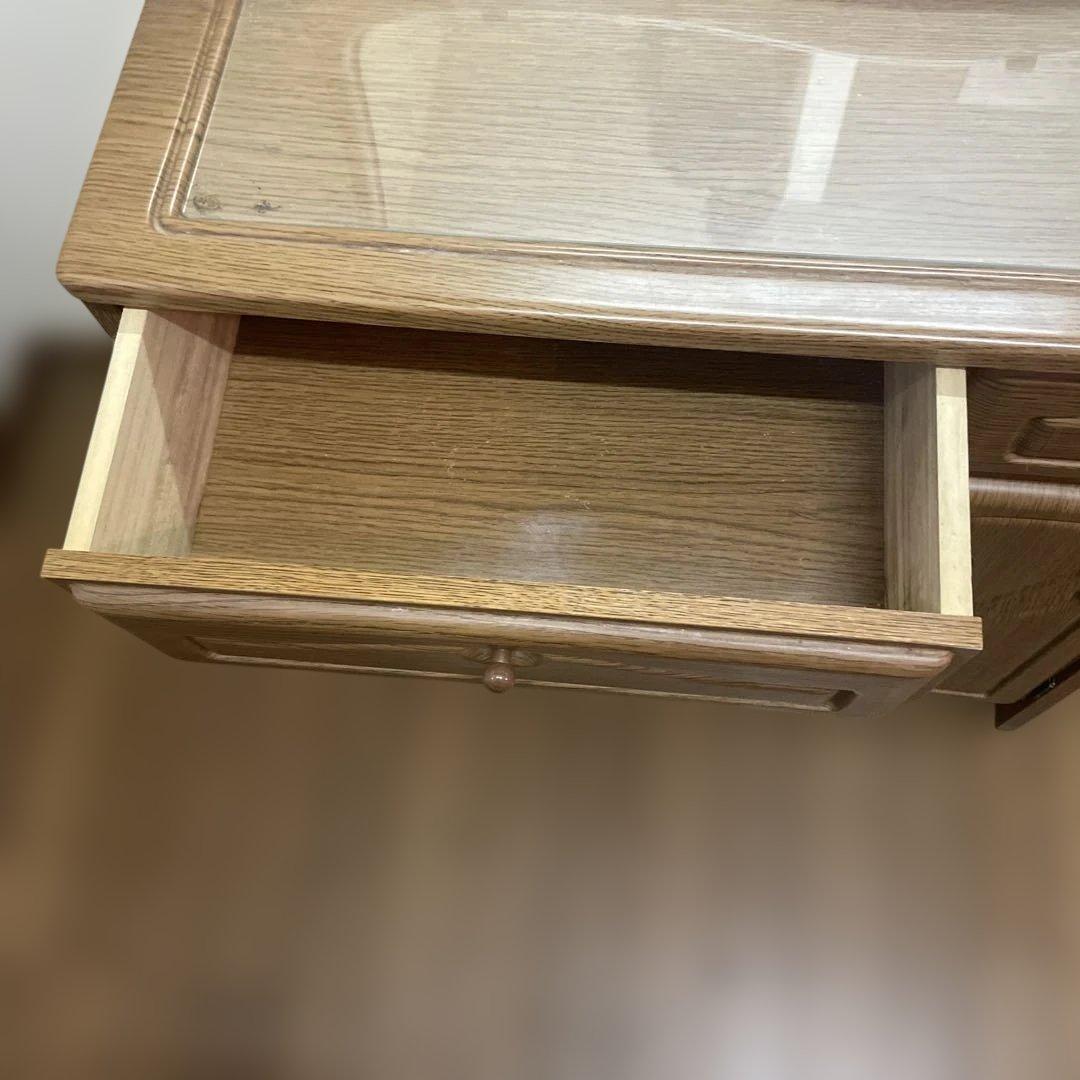 昭和レトロ　木製ドレッサー・鏡台 椅子付き　ナチュラルウッド　さいたま市引取限定