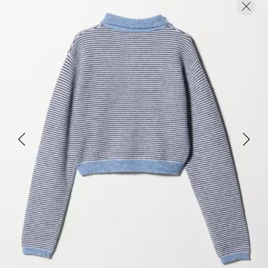 ＜6(ROKU)＞アルパカウールナイロン ポロニット ブルー