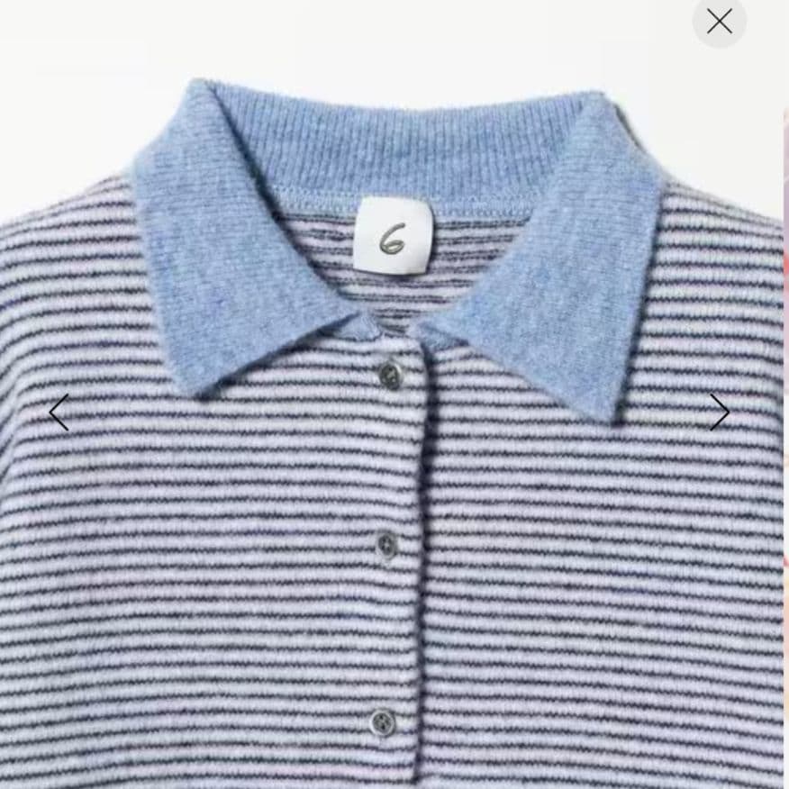 ＜6(ROKU)＞アルパカウールナイロン ポロニット ブルー