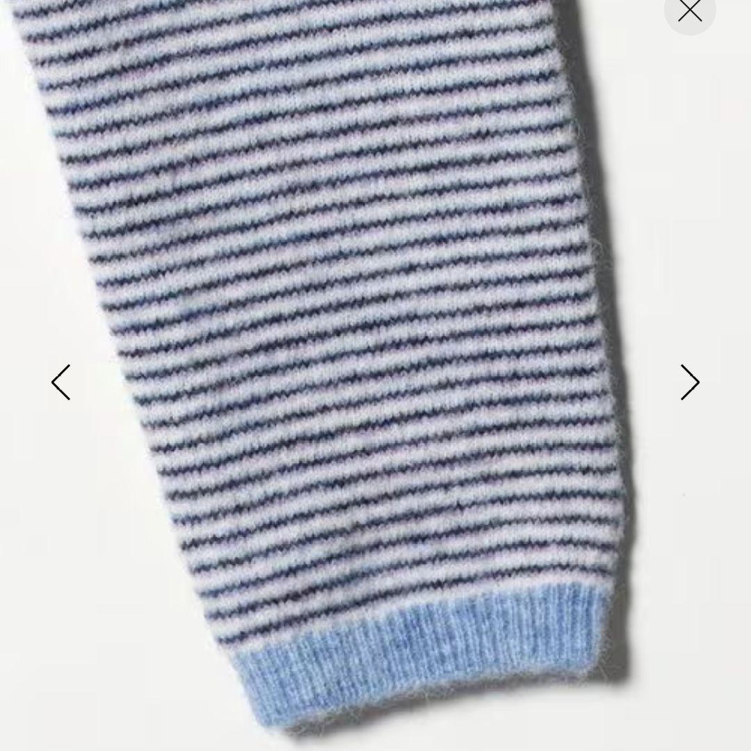 ＜6(ROKU)＞アルパカウールナイロン ポロニット ブルー