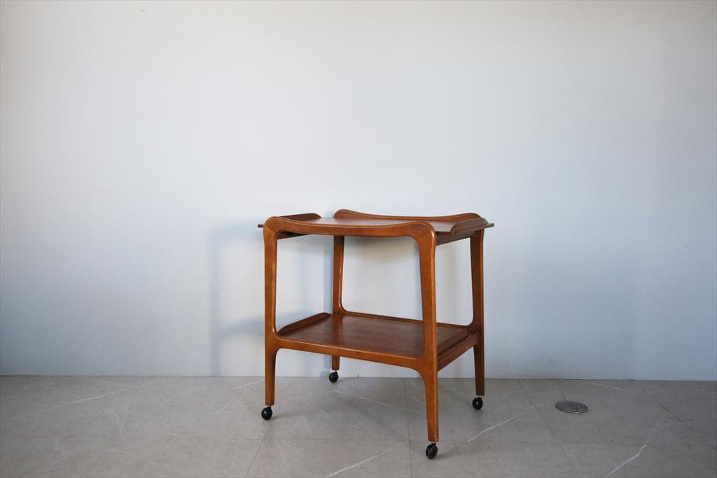 英国アンティークチーク古木キッチンワゴン/トロリーテーブル/飾り棚(91-208