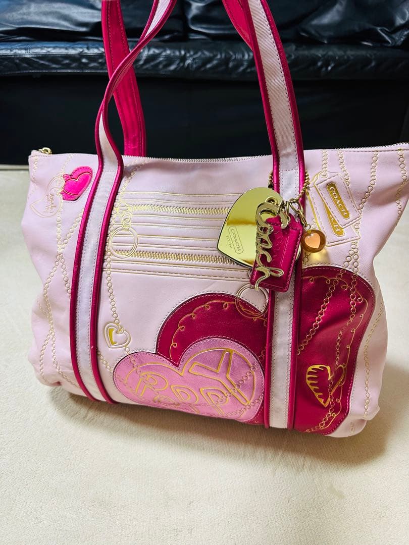 coach poppy y2kコーチ トートバッグ ピンク ゴールド ハート