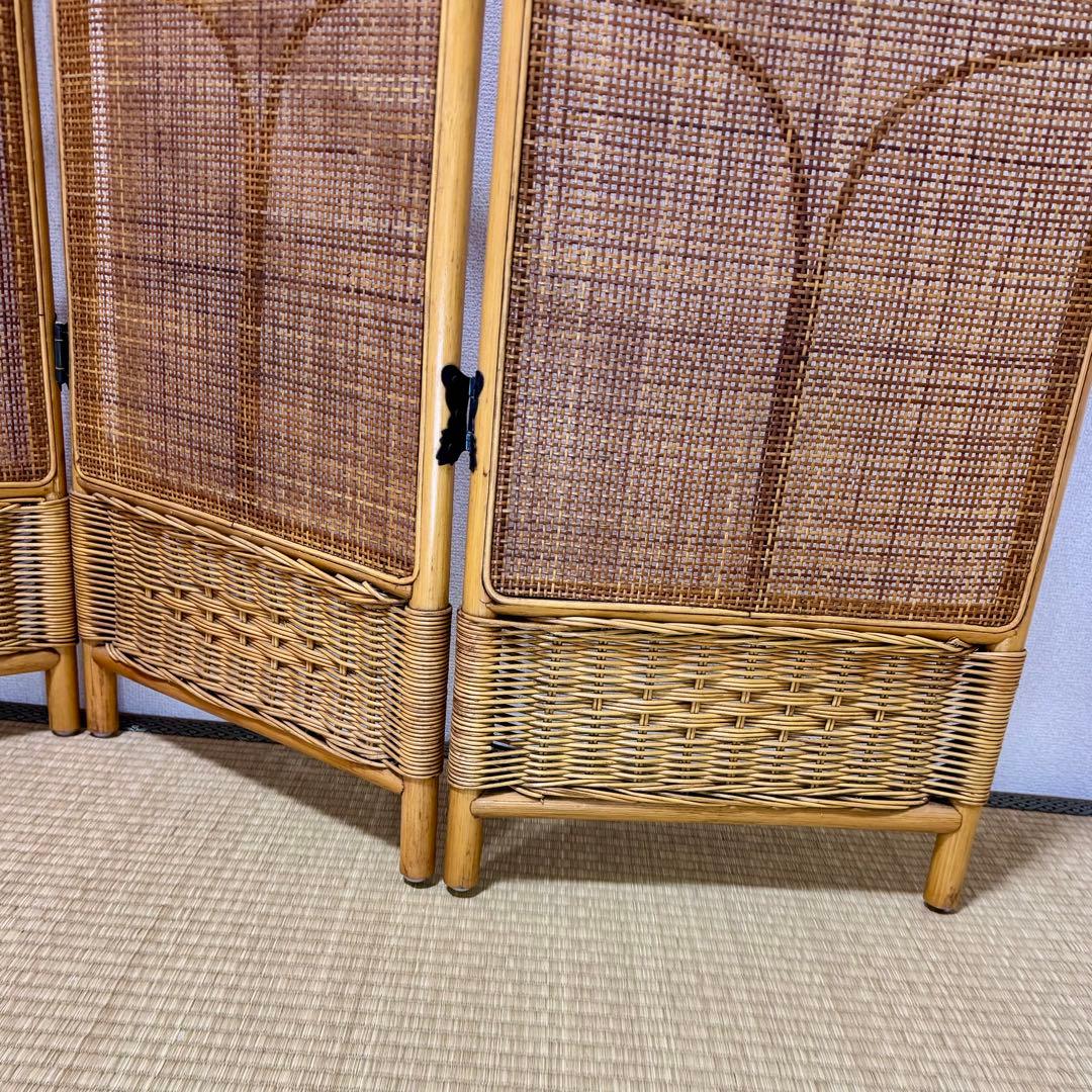 籐 ラタン スクリーン 4連 パーテーション 折りたたみ