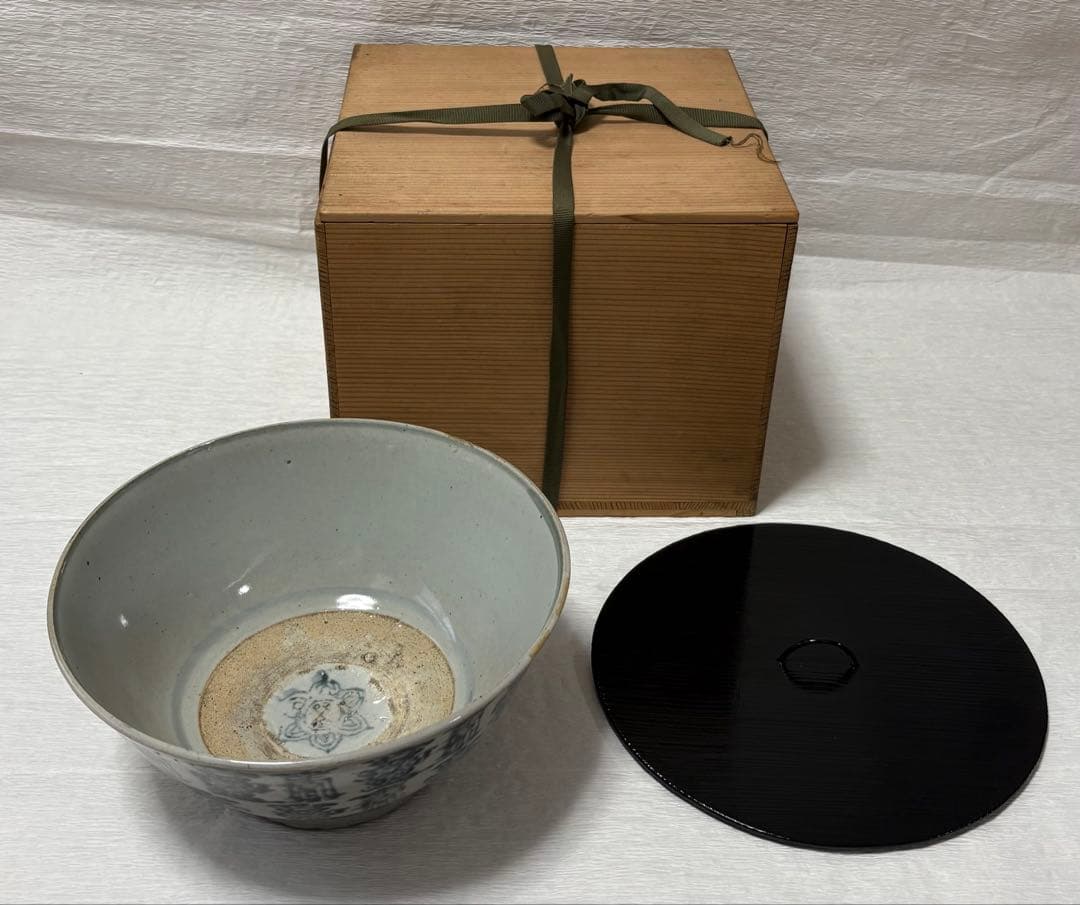 青花壽字大碗　水差し　染付茶碗　茶道具　明末清初　あて箱　中国　古美術　希少