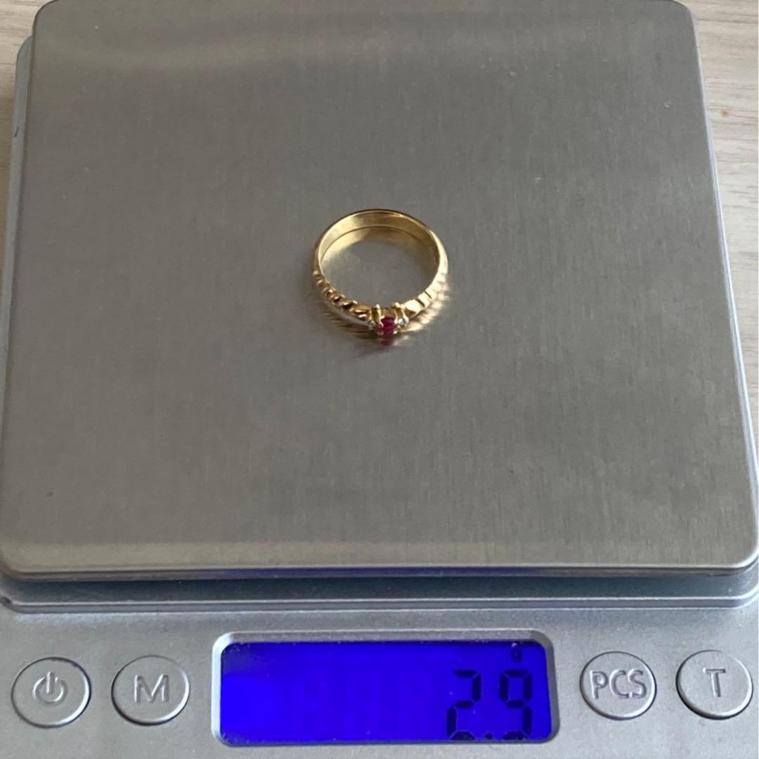 K18 指輪 リング ルビー ダイヤモンド 18金 ルビーリング　未使用　ケース