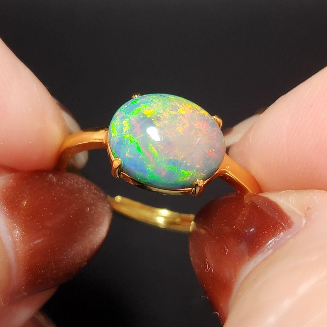 天然【新品】オパール フリーサイズリング silver925 ★ 大きめルース
