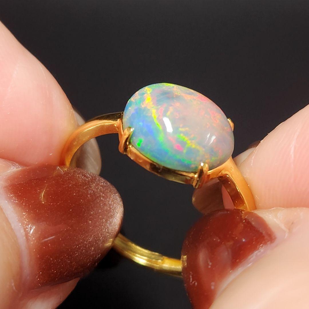 天然【新品】オパール フリーサイズリング silver925 ★ 大きめルース