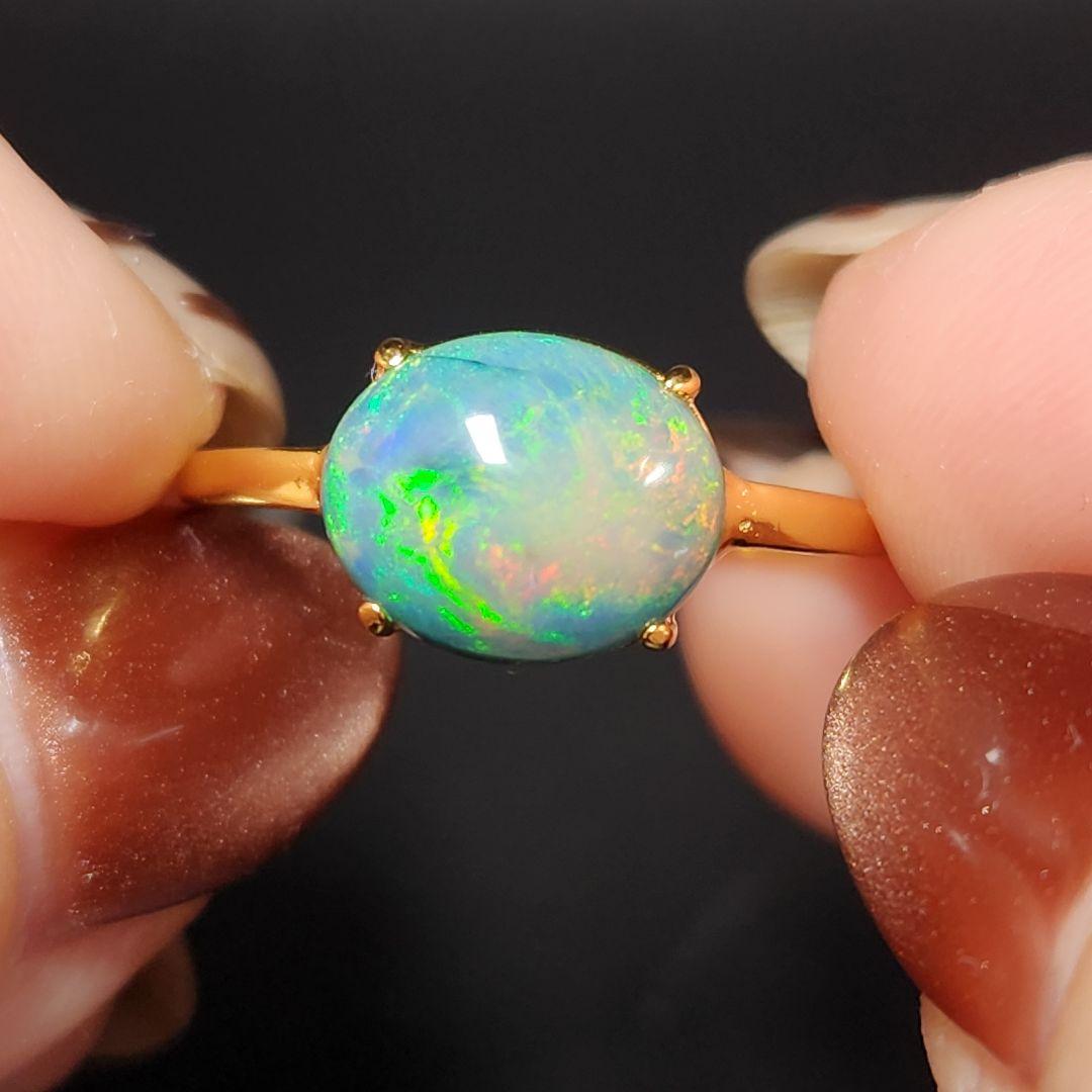 天然【新品】オパール フリーサイズリング silver925 ★ 大きめルース