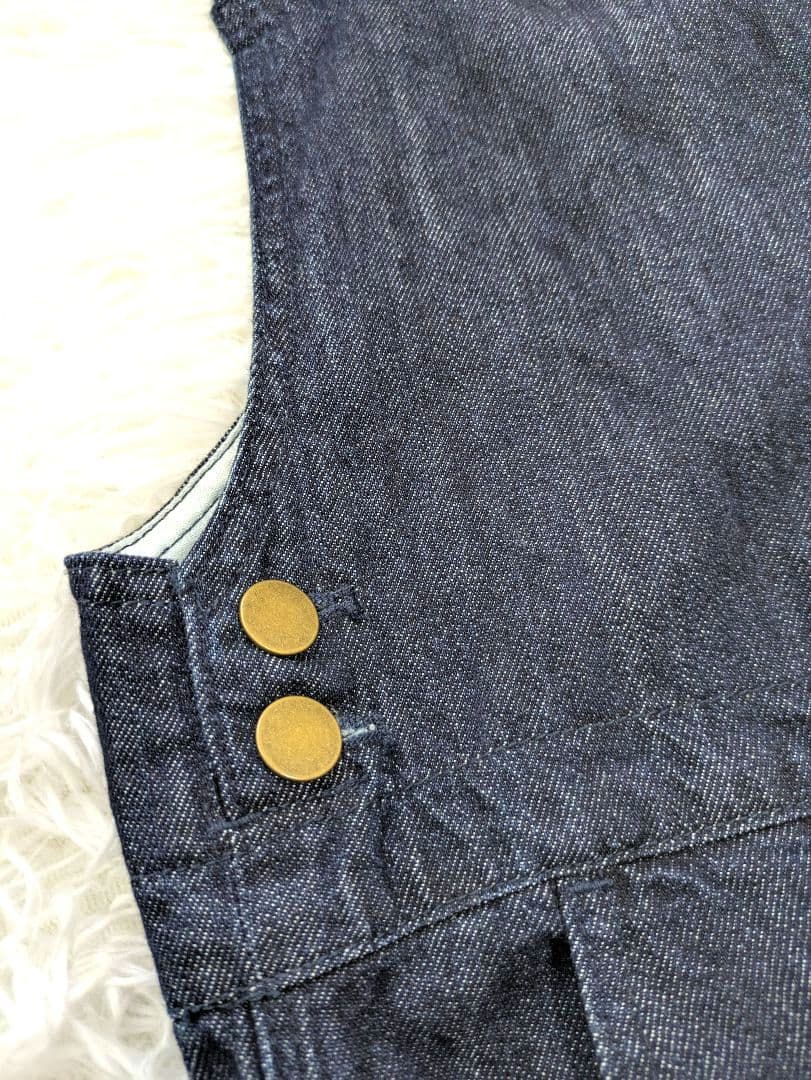 ネストローブ デニムフロントホックサロペット　インディゴ