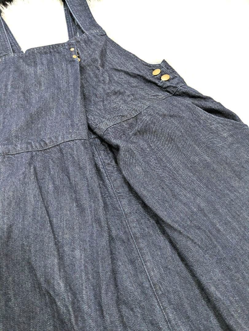 ネストローブ デニムフロントホックサロペット　インディゴ