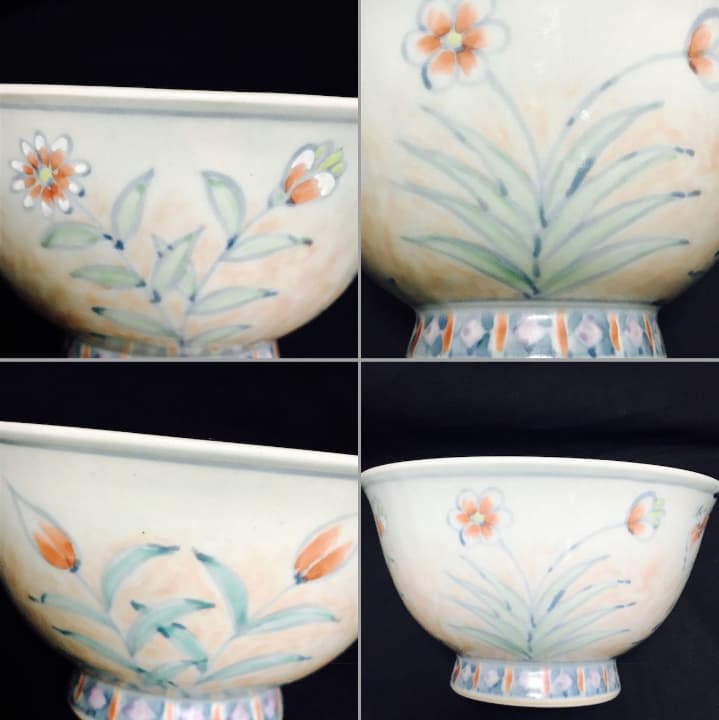 有田焼　5代　佐藤走波　染錦辻が花　どんぶり