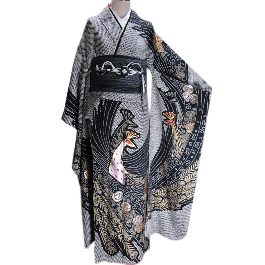 kazukazu◼️レア！総絞り黒振袖6点セット163.5cm成人式PS19