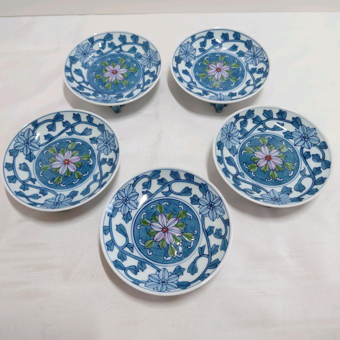 有田焼　華山萬右衛門　和皿　脚付き小皿　5枚