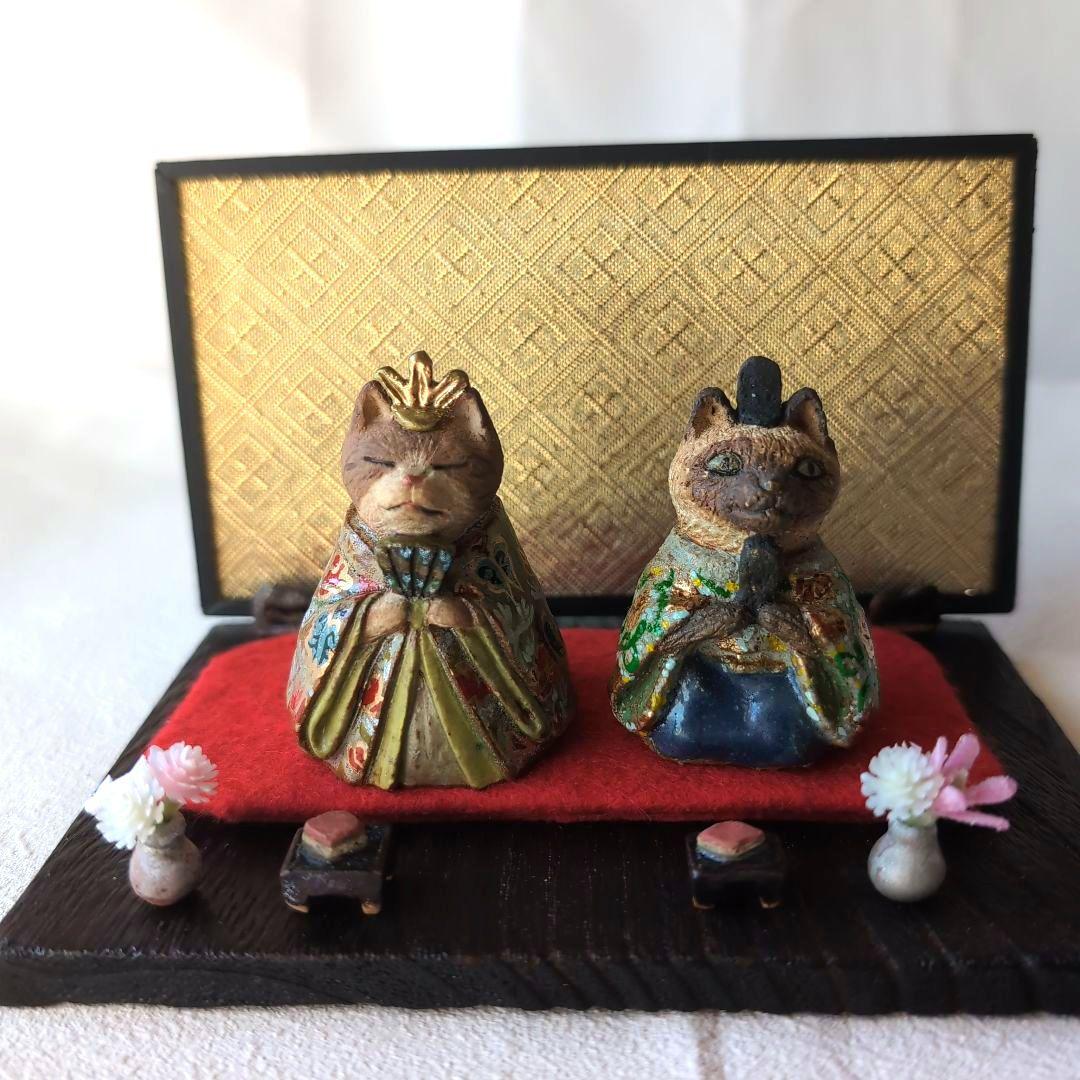 猫のひな人形セット1　伝統的スタイル