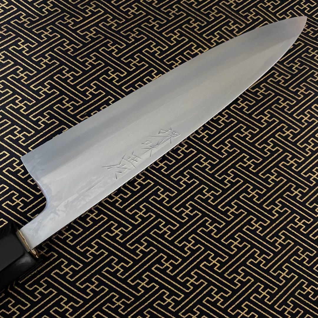 左白本霞片刃牛刀(卸出刃ベース)２１０ミリ水牛八角柄