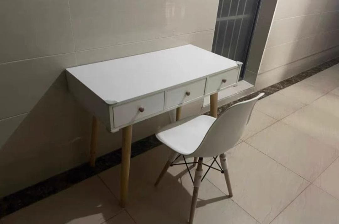 ホワイトデスク 引き出し付き ミニマリスト