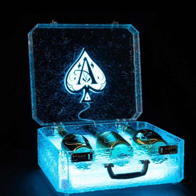 LED付 シャンパン ディスプレイ ボックス 収納 　トランク型　ボトルケース