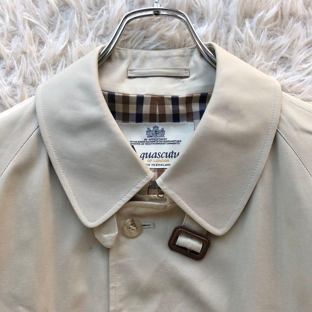 【極美品 英国製】アクアスキュータム　トレンチコート　ベージュ　マキシ丈　L相当