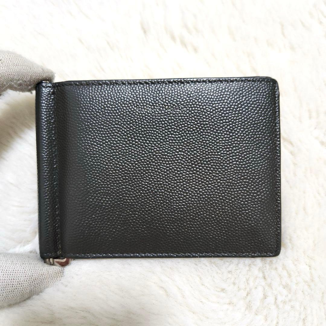 ✨極美品　付属品あり✨サンローラン　マネークリップ　キャビアスキン　カーキ