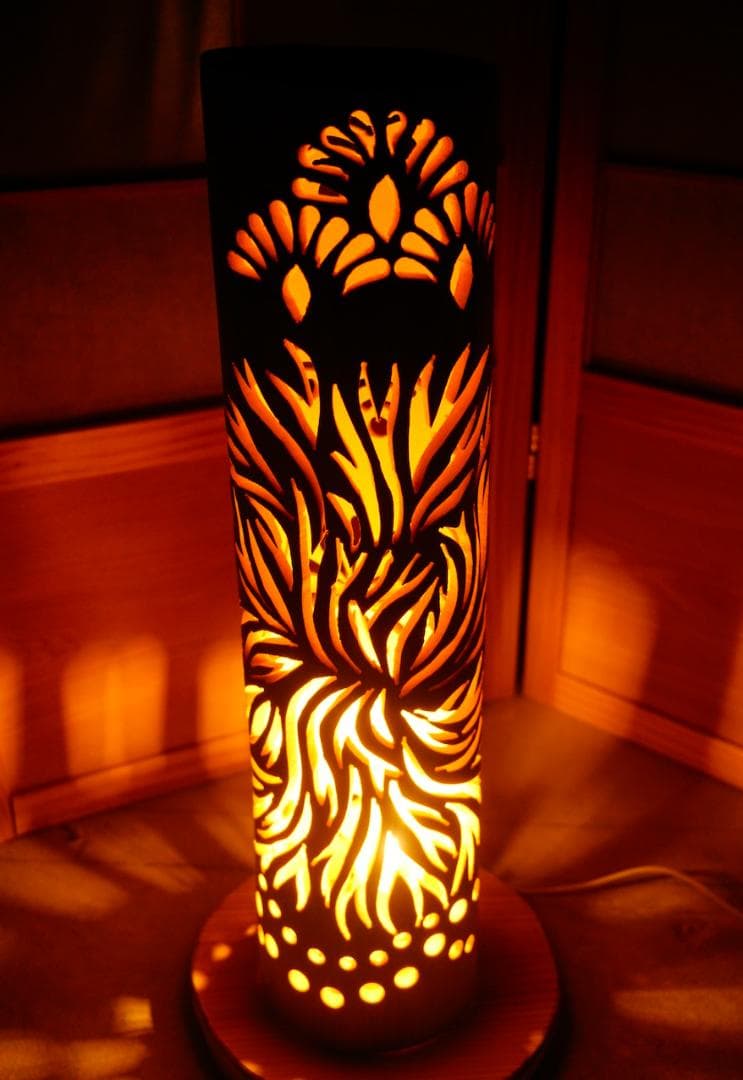 全面彫◆竹灯り・竹あかり・竹灯籠　 ～～ 癒しの灯り ★燃焼★～～