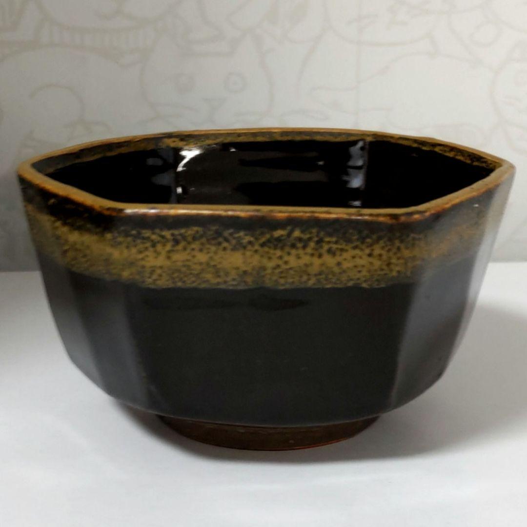 富本憲吉自作 黒釉六角鉢 対角径12cm 昭和9年作