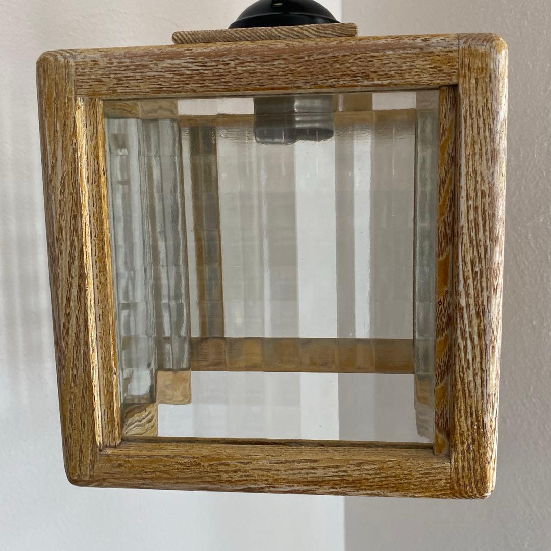 HOM houzeクロスペン　無垢材×チェッカーガラススクエアペンダントライト