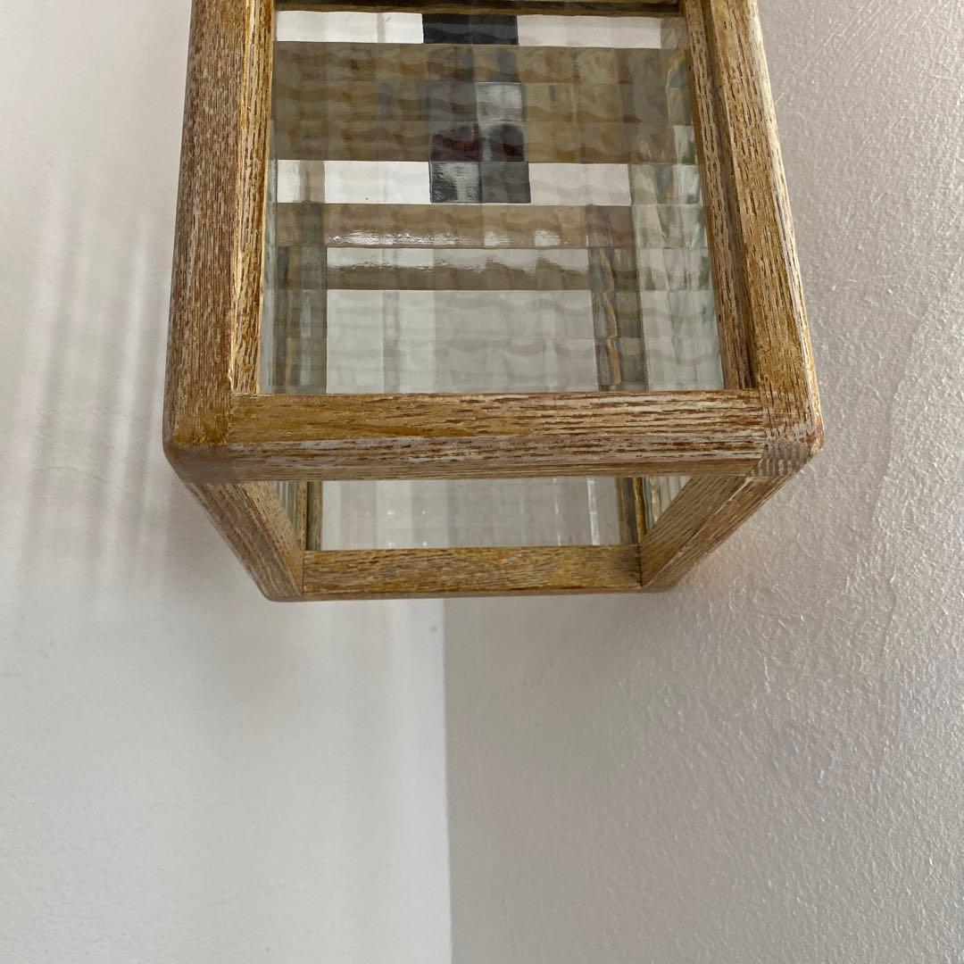 HOM houzeクロスペン　無垢材×チェッカーガラススクエアペンダントライト