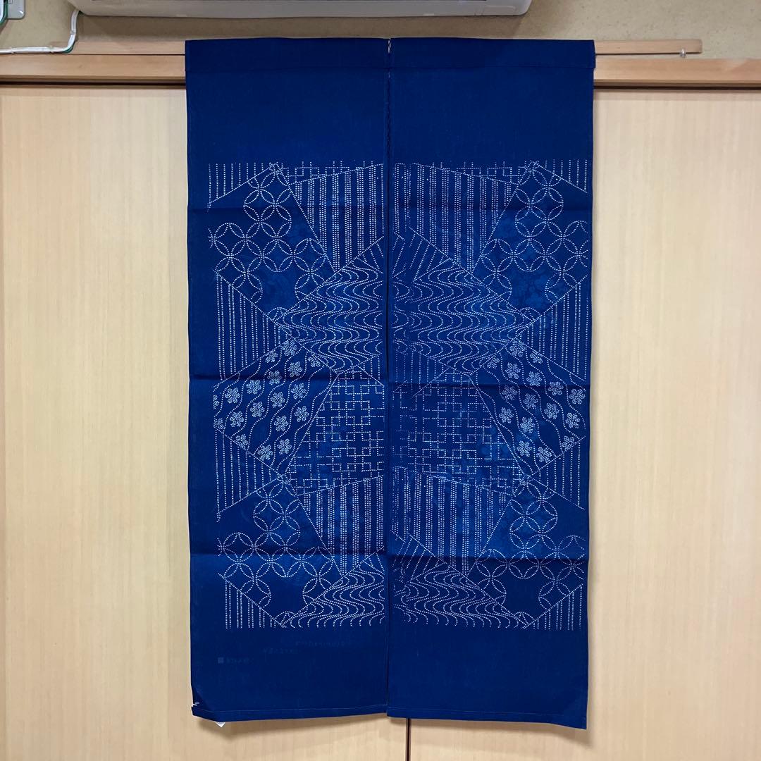 藍染 暖簾❣️本当に良い物をお探しの方❣️藍染工芸士『鈴木松男』作❣️長板藍染 A