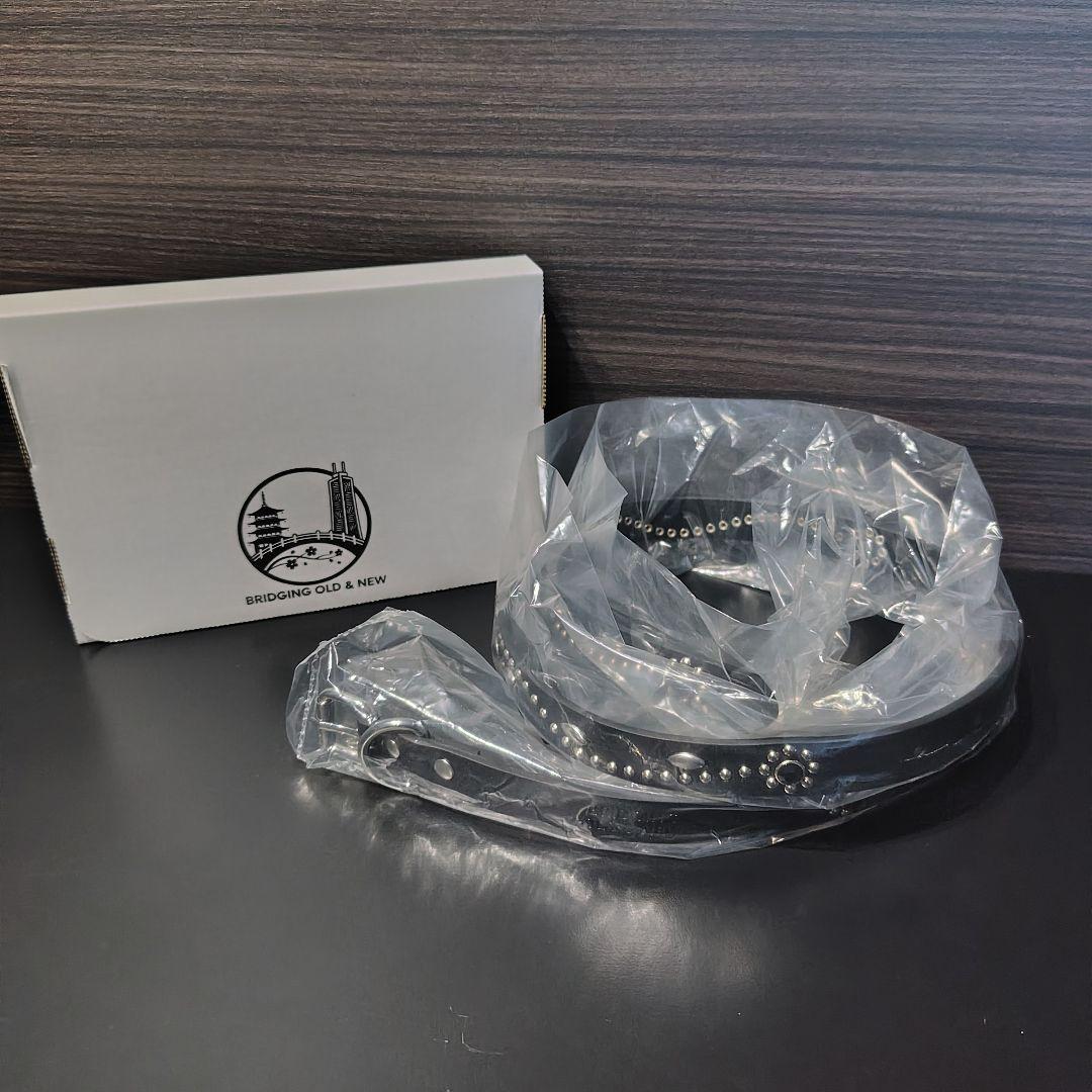 フラワー黒■フルスタッズ本革レザーナローベルト！ブラックダイヤモンドオニキス