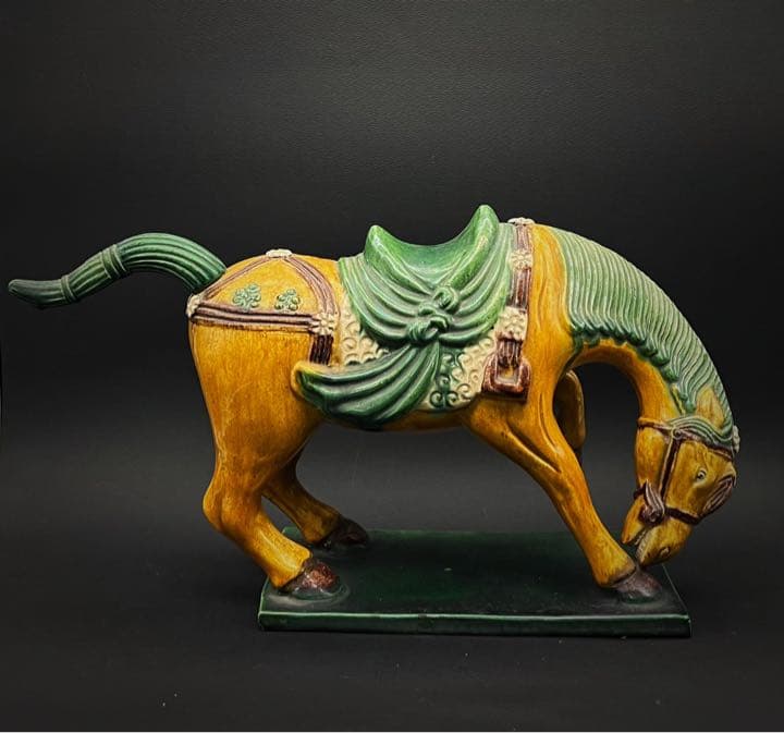 美術品 唐三彩 置物 馬