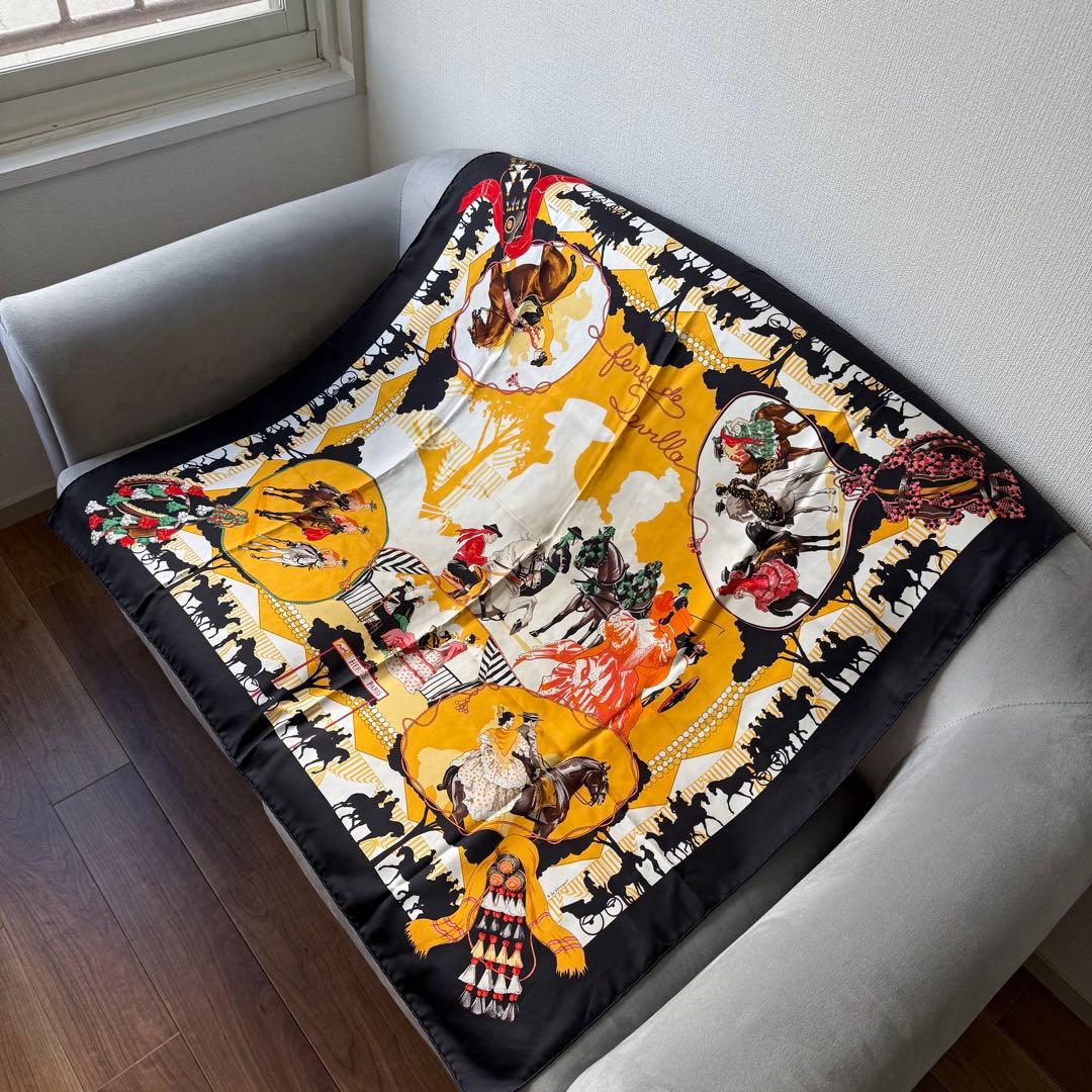 エルメス カレ 90 セビリアの休日 シルク スカーフ マルチ カラー