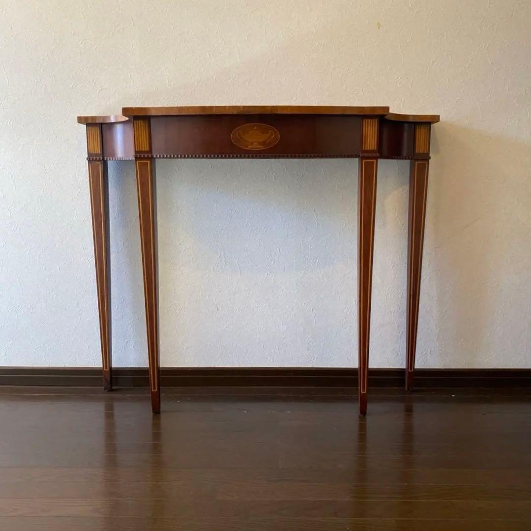 マホガニー材　コンソールテーブル 象嵌細工付き　アンティーク