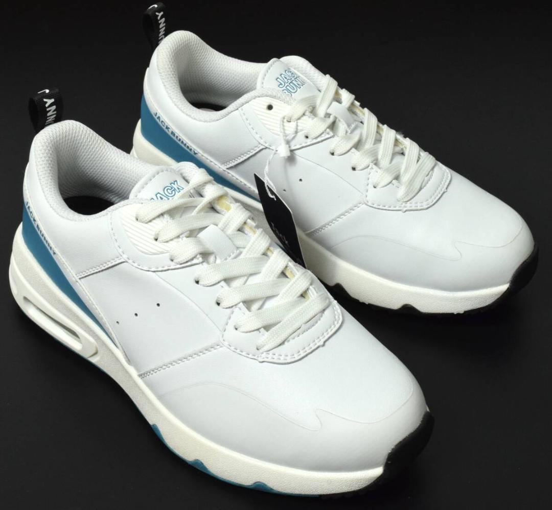 ジャックバニー エアーソール ゴルフシューズ 23.5 ホワイト×ターコイズ