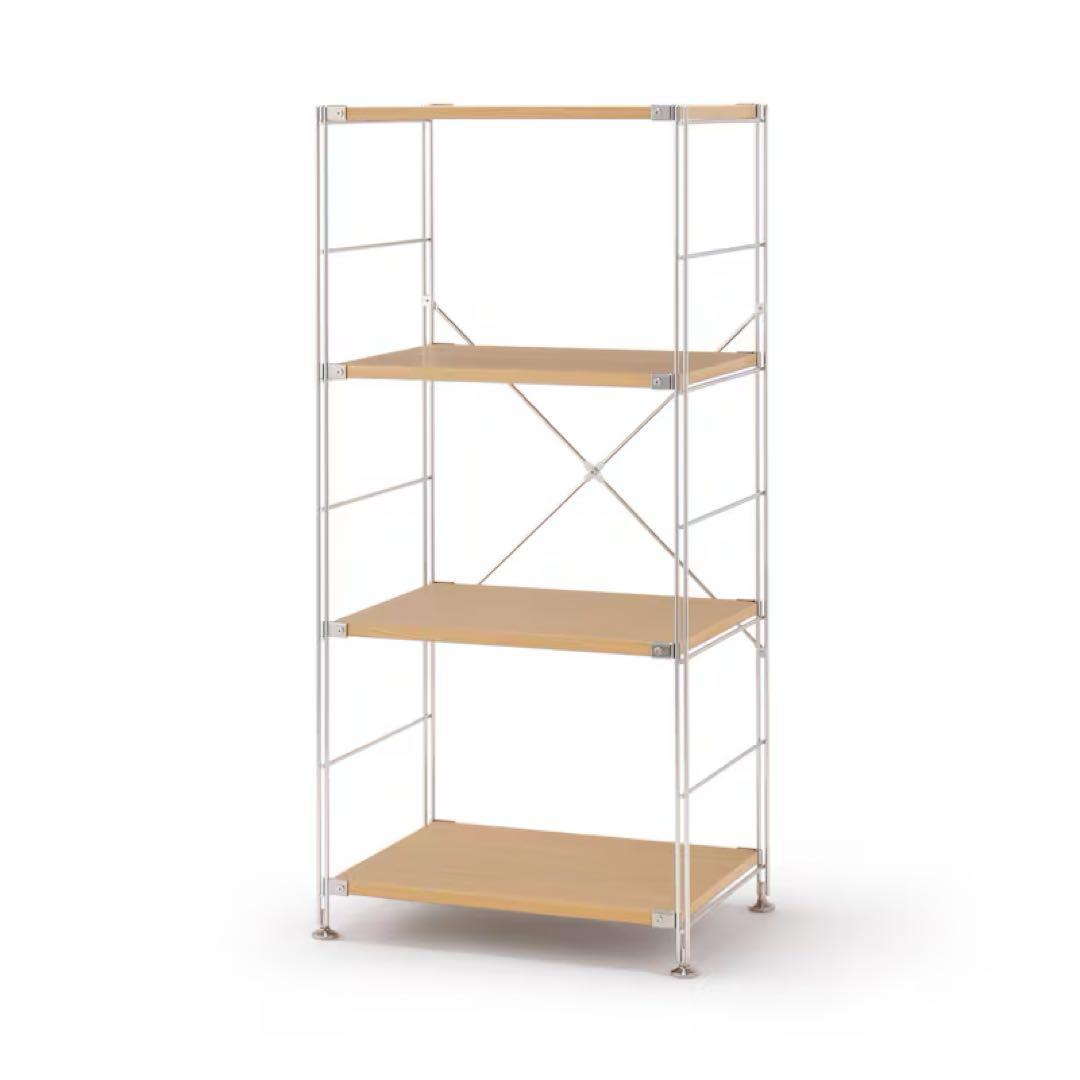 ステンレスユニットシェルフ オーク材棚セット 中 MUJI 無印良品