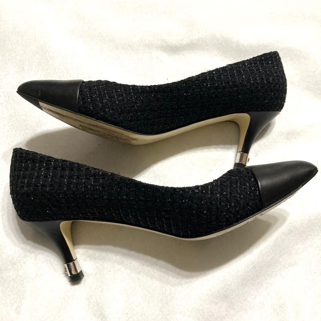 シャネル　パンプス　ツイード　37C 箱、 シューケース付き
