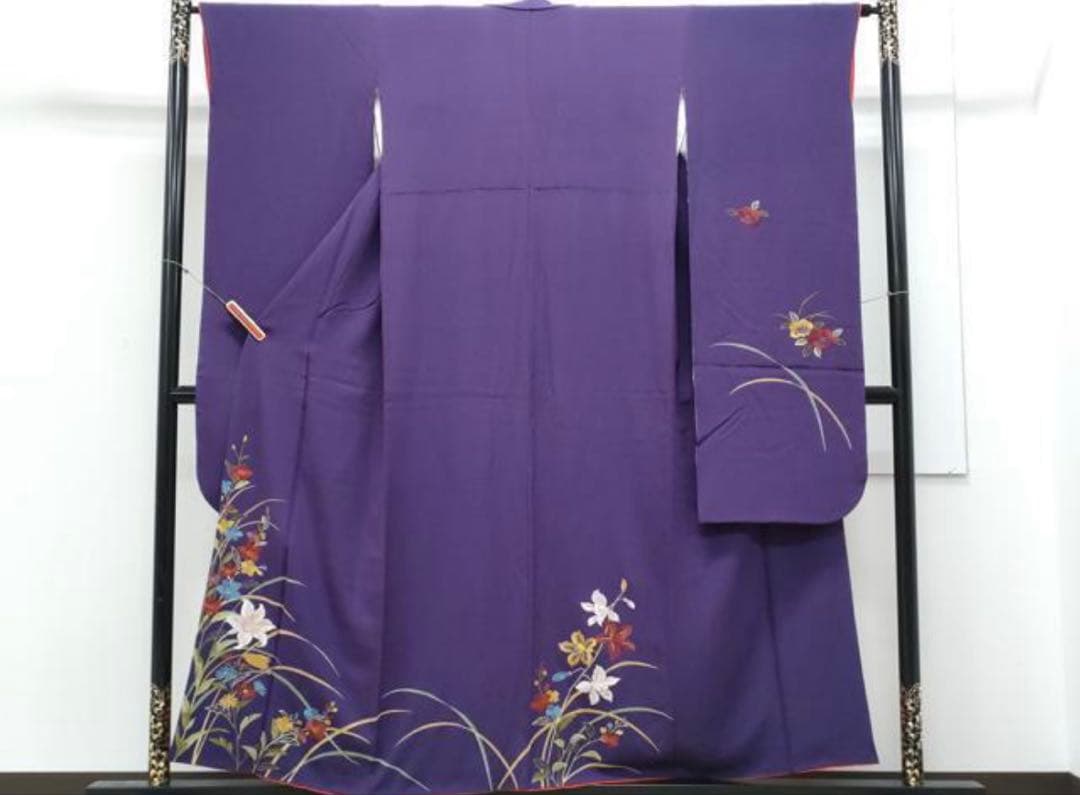 豪華振袖　総刺繍　草花文　金糸　正絹　逸品